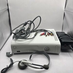 Official Microsoft Xbox 360 20GB Console & Wires! , Headset - TESTED & Works